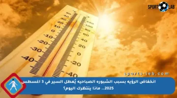 انخفاض الرؤية بسبب الشبورة الصباحية يُعطل السير في 3 أغسطس 2025.. ماذا ينتظرك اليوم؟